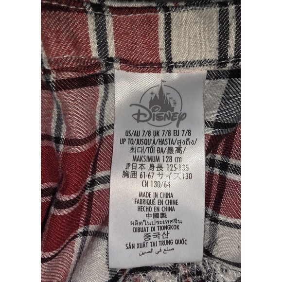 Disney Flannel Pajama Gown Mickey‎ Mouse Holiday Plaid Christmas Girl Size 7/8 - Picture 9 of 10